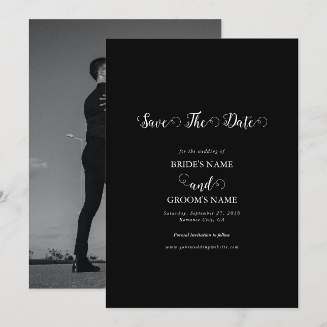 Reserve A Data Casamento Fotográfico de Casal com Roteiro Moderno (Frente/Verso)