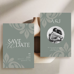Reserve A Data Casamento Fotográfico de Damask do Earthy Olive Sc