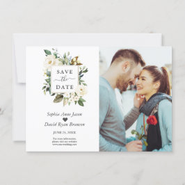 Reserve A Data Casamento Fotográfico de Flores Brancas Delicadas 