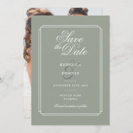 Reserve A Data Casamento Fotográfico Deco do Script Chic Verde Sa