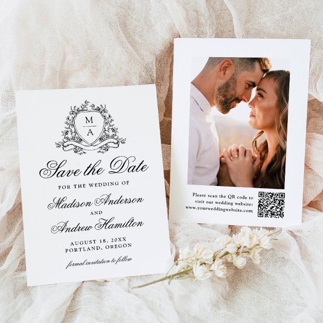 Reserve A Data Casamento Fotográfico do Monograma de Crest Floral (Criador carregado)