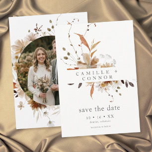 Reserve A Data Casamento Fotográfico Floral Boho Outono Neutro Rú
