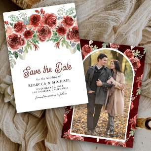 Reserve A Data Casamento Fotográfico Floral Marsala Rústico