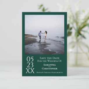 Reserve A Data Casamento Fotográfico mínimo simples Emerald Gre