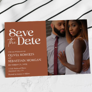 Reserve A Data Casamento Fotográfico Terracotta Moderno