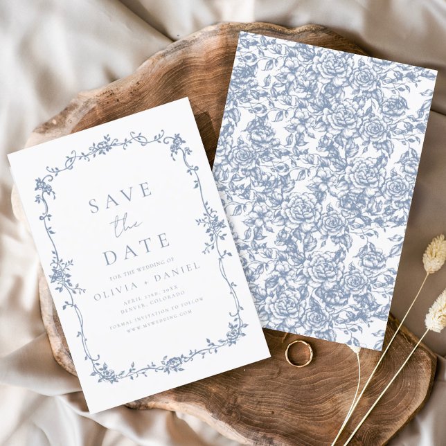 Reserve A Data Casamento Francês Azul-Dusty Vitoriano (Criador carregado)