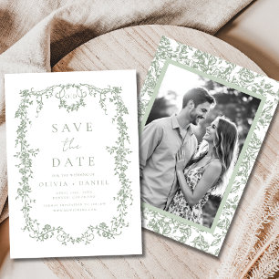 Reserve A Data Casamento Francês com Sage Floral Floral Vitoriana