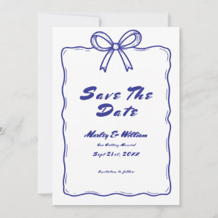 Reserve A Data Casamento Funky Whimsical Azul De Desenho Da Mão