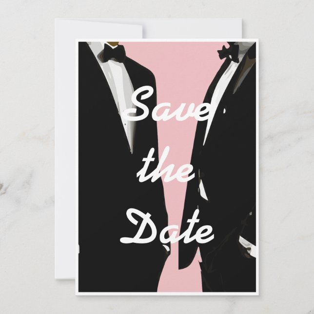 Reserve A Data Casamento Gay Moderno e Elegante Rosa (Frente)