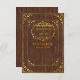Reserve A Data Casamento Gay Quadro de Madeira Marrom e Dourado