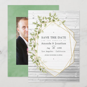 Reserve A Data Casamento Geométrico de Aguarela Rústica