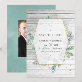 Reserve A Data Casamento Geométrico de Eucalipto com Aquarela Rús