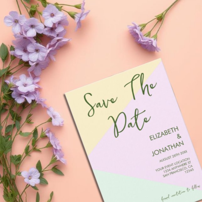 Reserve A Data Casamento Geométrico de Pastel Mudado (Criador carregado)