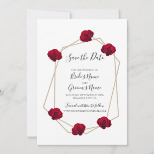 Reserve A Data Casamento Geométrico de Rosas vermelhas Elegante