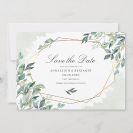 Reserve A Data Casamento Geométrico Dourado de Eucalyptus Greener