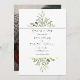 Reserve A Data Casamento Geométrico Dourado de Foliage Greenery