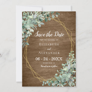 Reserve A Data Casamento Geométrico Eucalyptus Greenery Rustic Wo