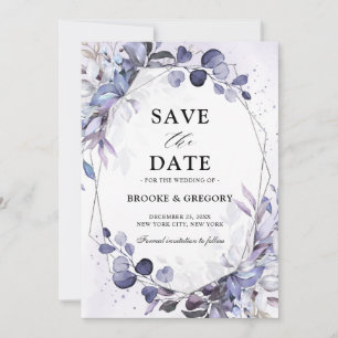 Reserve A Data Casamento Geométrico Eucalyptus Periwinkle Purple