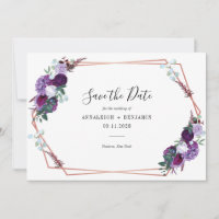 Casamento Geométrico Moderno de Script Floral Roxo