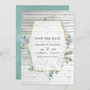 Reserve A Data Casamento Geométrico Rustic Watercolor Eucalyptus