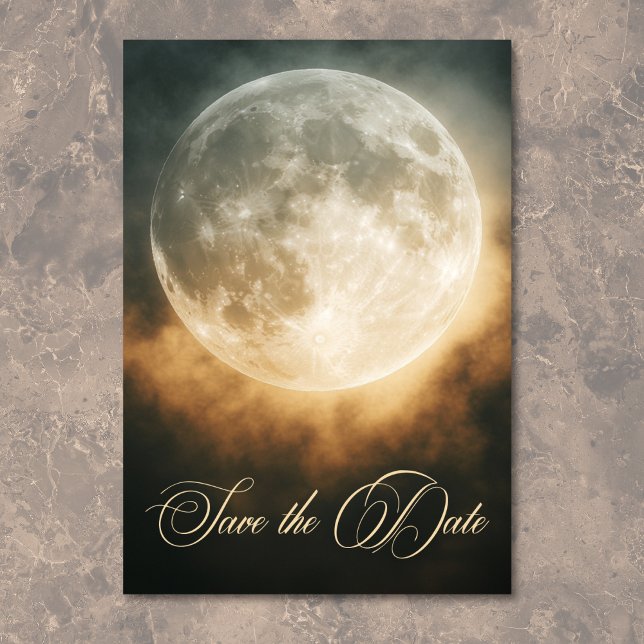 Reserve A Data Casamento Gótico - Arca Cheia Cheia - Escuro (Gothic Dark Full Moon Arch Wedding Save The Date)