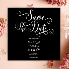 Reserve A Data Casamento Gótico com Script de Caligrafia Romântic