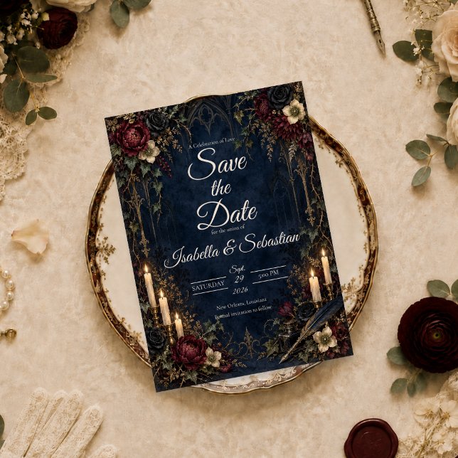 Reserve A Data Casamento Gótico com Velas (Criador carregado)