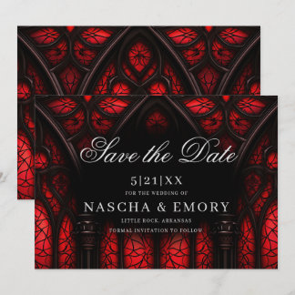 Reserve A Data Casamento Gótico da Catedral Vermelha e Negra Eleg