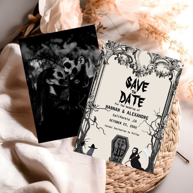 Reserve A Data Casamento Gótico do Halloween Dark Salve a Data (Criador carregado)