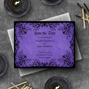 Reserve A Data Casamento Gótico Preto Roxo