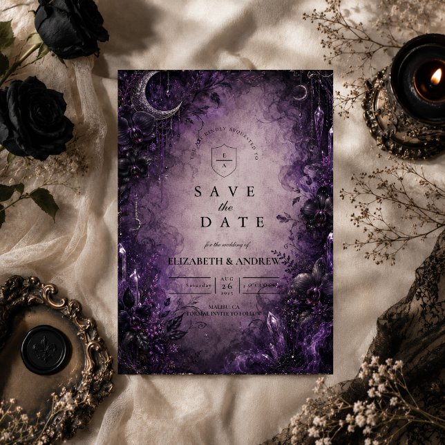 Reserve A Data Casamento Gótico Roxo Goth (Criador carregado)