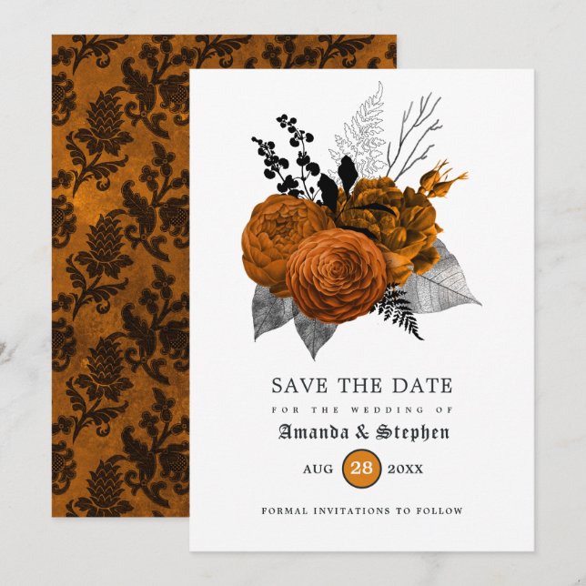 Reserve A Data Casamento Gótico Vintage (Frente/Verso)