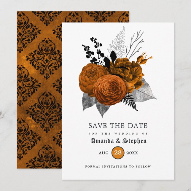 Reserve A Data Casamento Gótico Vintage (Frente/Verso)