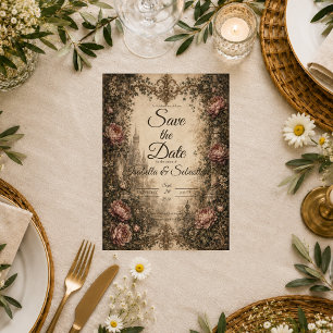 Reserve A Data Casamento Gótico Vintage Romântico