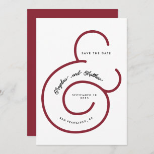 Reserve A Data Casamento Grande de Ampersand com Script Vermelho 