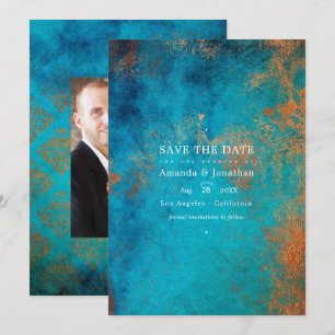 Reserve A Data Casamento Grunge Cobre Pátina e Turquesa