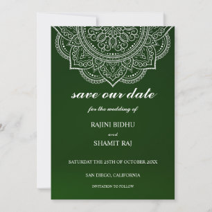 Reserve A Data Casamento Hindu Indiano Elegante Emerald Green Pai