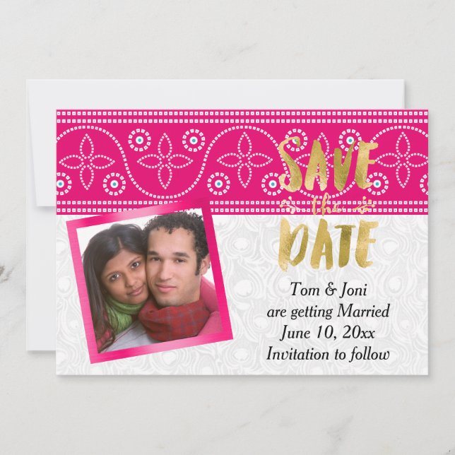 Reserve A Data Casamento Hindu Indiano Foto Salvar a Data (Frente)