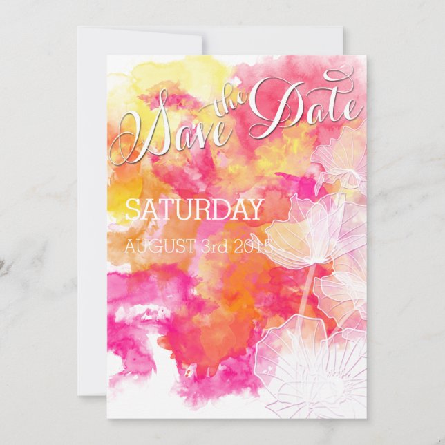 RESERVE A DATA CASAMENTO HOLLYHOCK SUNSET WATERCOLOR (Frente)