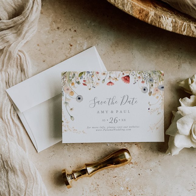 Reserve A Data Casamento Horizontal Blissful Boho Wildflower (Criador carregado)