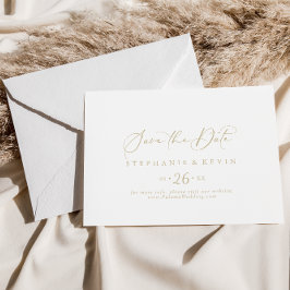 Reserve A Data Casamento Horizontal Dourado com Caligrafia Idílic