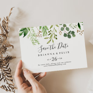 Reserve A Data Casamento Horizontal Floral de Eucalyptus Brown
