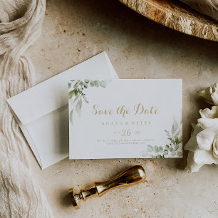Reserve A Data Casamento Horizontal Sage Greenery Eucalipto Doura