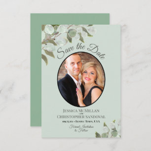 Reserve A Data Casamento Impresso Eucalyptus Greenery & Photo