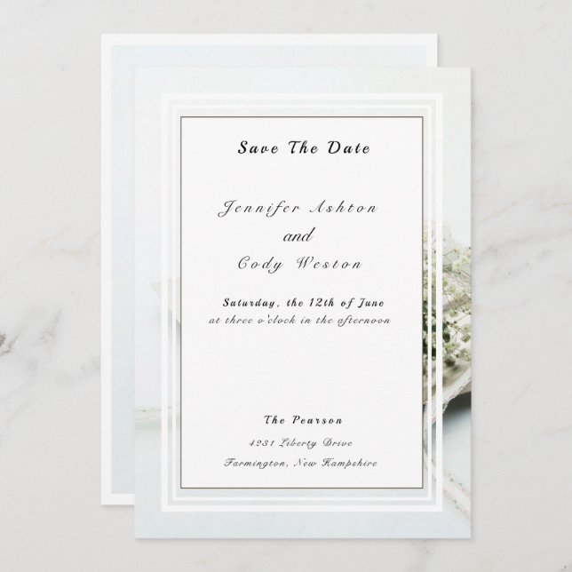 Reserve A Data Casamento Imprevisto De Branco Elegante Salvar A D (Frente/Verso)