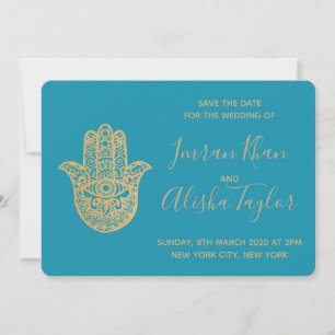 Reserve A Data Casamento Indiano Salve a data Dourada hamsa Henna