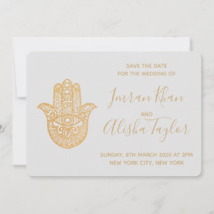 Reserve A Data Casamento Indiano Salve a data Dourado hamsa Henna