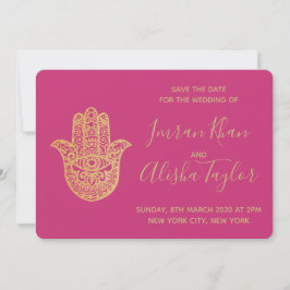 Reserve A Data Casamento Indiano Salve a data Dourado hamsa Henna