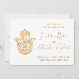 Reserve A Data Casamento Indiano Salve a data Dourado hamsa Henna