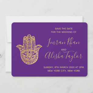 Reserve A Data Casamento Indiano Salve a data Dourado hamsa Henna